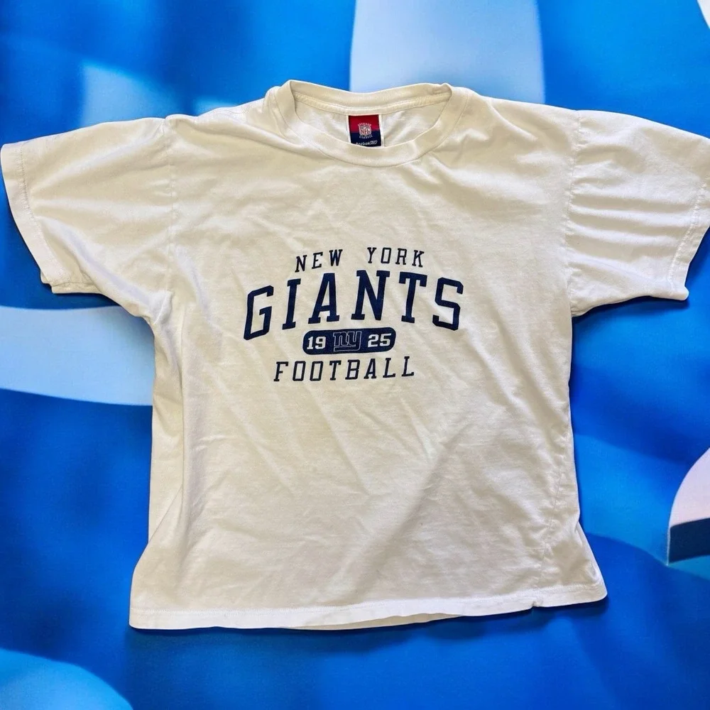 Vintage New York Giants Football T Shirt Reebok NFL Classic White Tee Medium